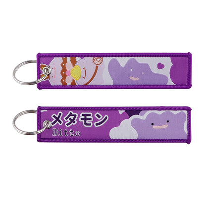 Anime Embroidered Keychain - Cute Cartoon Jet Tag Key Ring