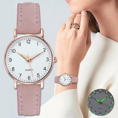 Women's Quartz Watch Leather Band Casual Arabic Dial