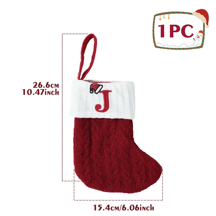 Christmas Alphabet Knit Stocking Ornament – 26 Letters
