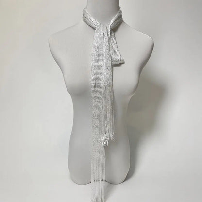 Shiny Tassel Scarf Necklace for Women – Glitter Party Evening Wrap