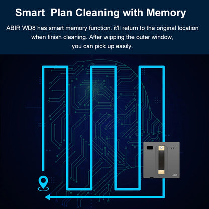 ABIR WD8 Robot Window Cleaner Dual Water Spray Smart App & Remote Control