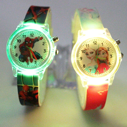 Kids Frozen Elsa & Anna Light-Up Watch Girls Silicone Strap