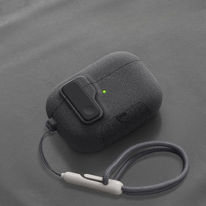 Magnetic Lock AirPods Case – Frosted Matte Cover with Carabiner & Strap