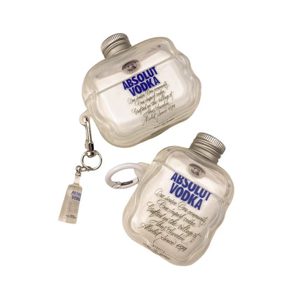Vodka Bottle AirPods Case – Clear 3D Shape with Mini Bottle Keychain