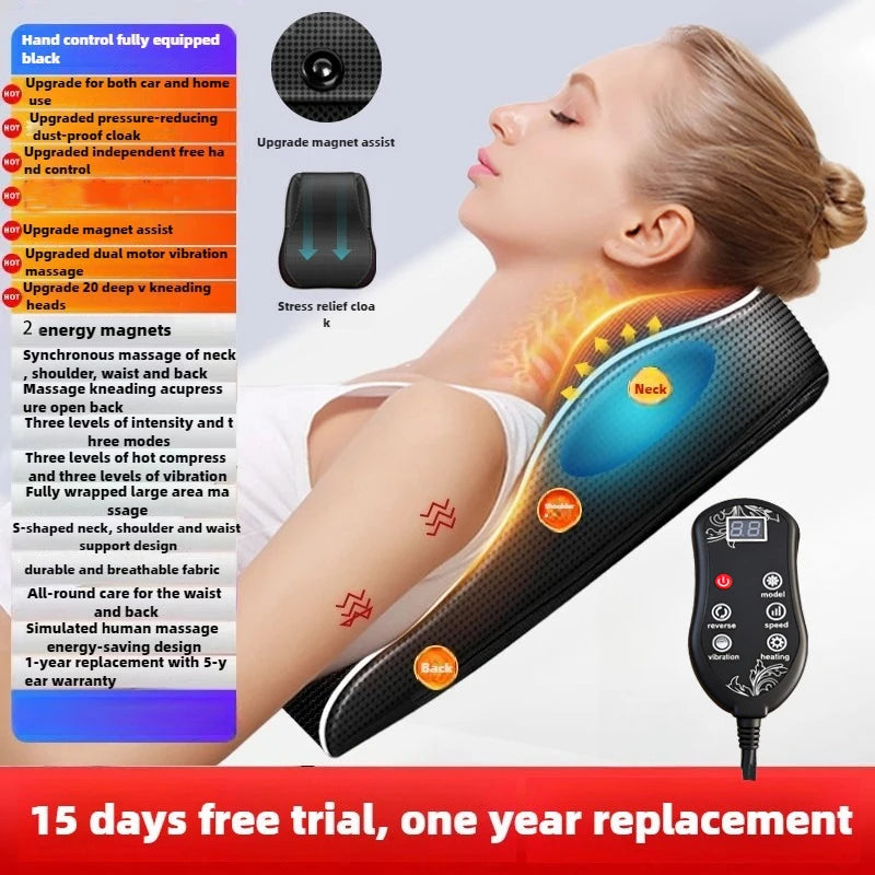 Electric Cervical Neck & Back Massager – Airbag Shiatsu with Heat