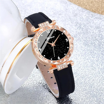 Women's Luxury Rhinestone Watch & Jewelry Set – 5 Piece