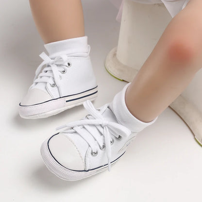Baby Canvas High-Top Sneakers – Anti-Slip Infant First Walker Shoes