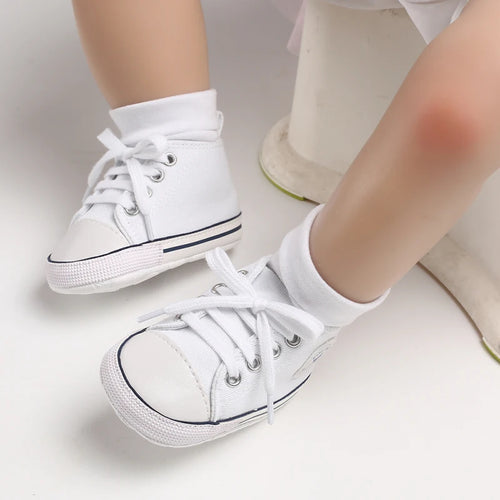Baby Canvas High-Top Sneakers – Anti-Slip Infant First Walker Shoes