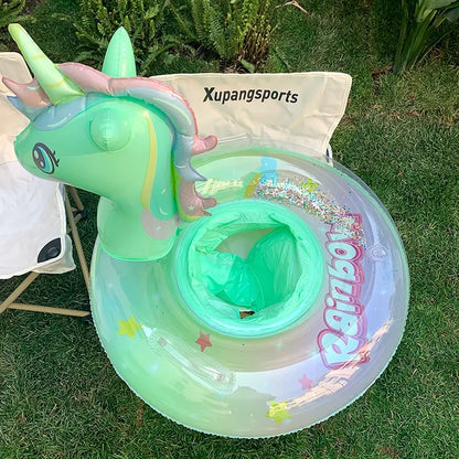 Unicorn Baby Swim Ring Inflatable Pool Float with Sequins