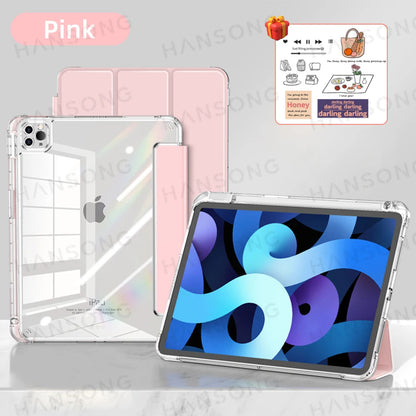 iPad Case with Clear Back – Smart Tri-Fold Folio Cover