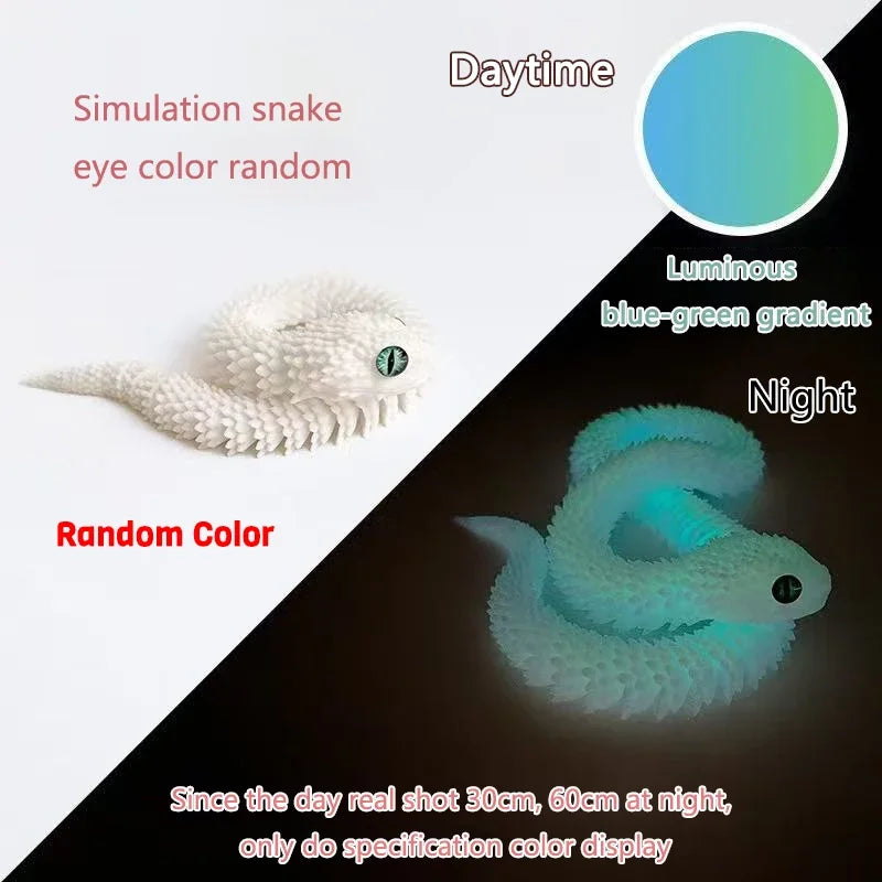 3D Printed Snake Fidget Toy – Glow in the Dark, Movable Joints