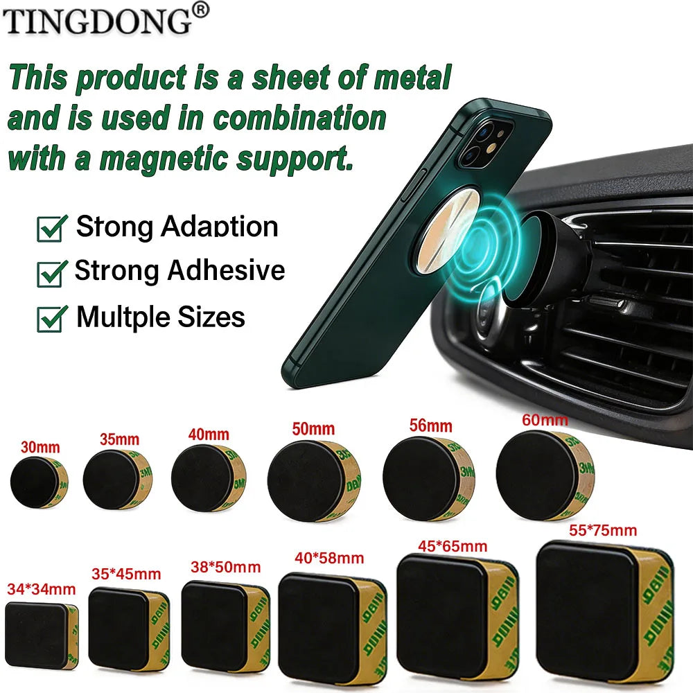 Magnetic Metal Plates for Car Phone Holder – 10 Pack, Multiple Sizes