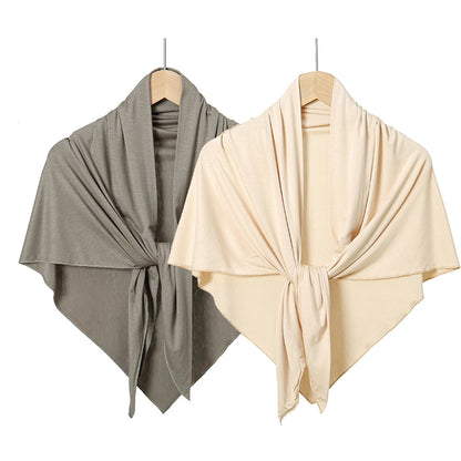 Cotton Triangle Hijab Scarf with Bow Detail – Muslim Women's Wrap