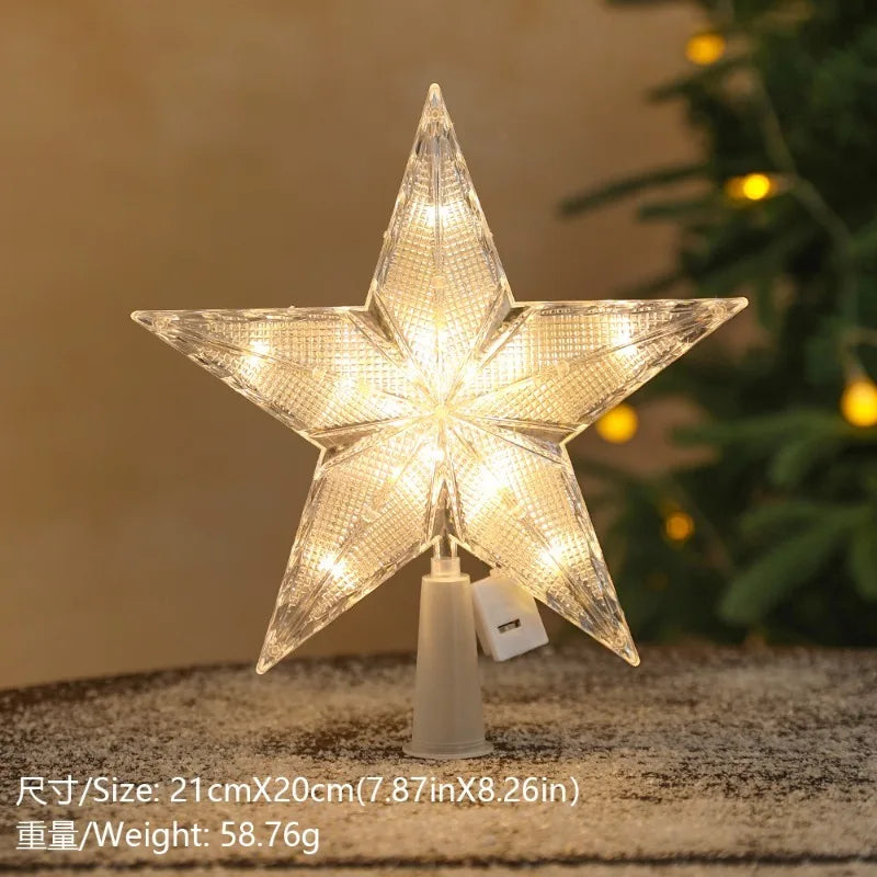 LED Moon & Star Christmas Tree Topper Light – Warm White Glow