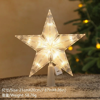 LED Moon & Star Christmas Tree Topper Light – Warm White Glow