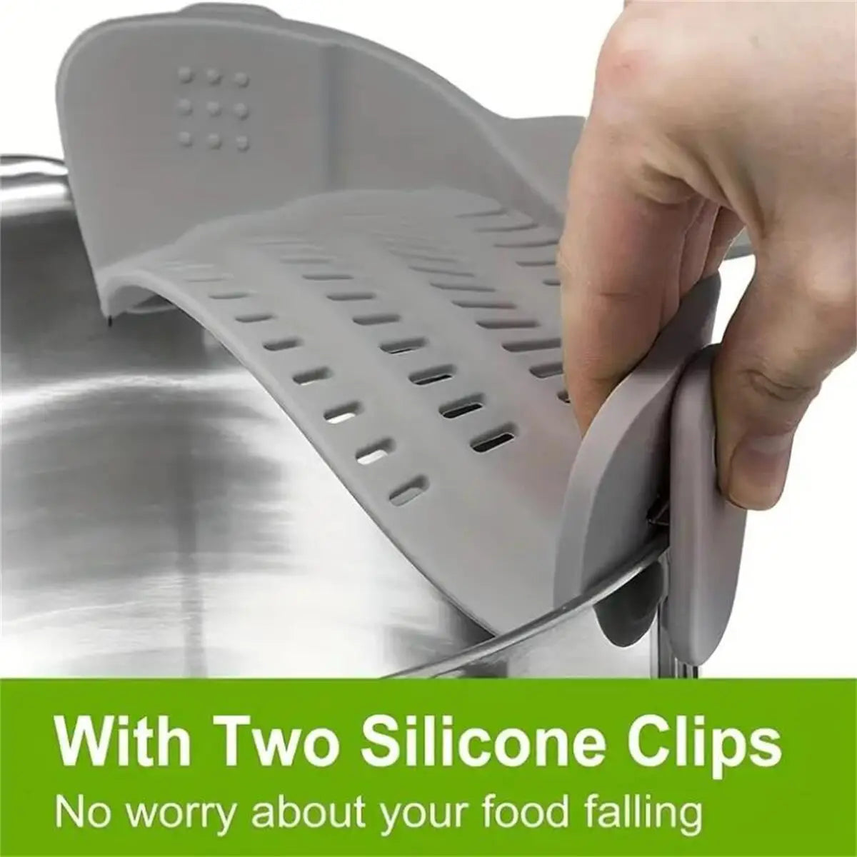 Clip-On Pot Strainer Silicone Adjustable Pan Drain Filter
