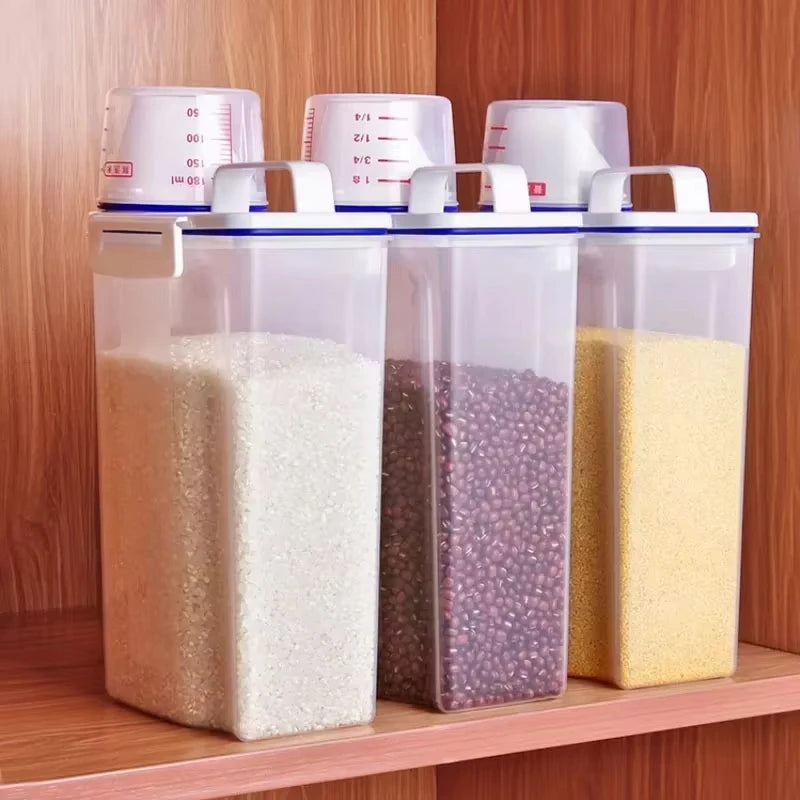 Rice Storage Container 2KG – Airtight Canister with Lid & Measuring Cup