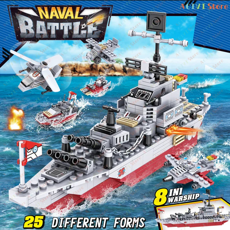 Military Building Blocks Set – Tank, Warship, Plane & Army Models
