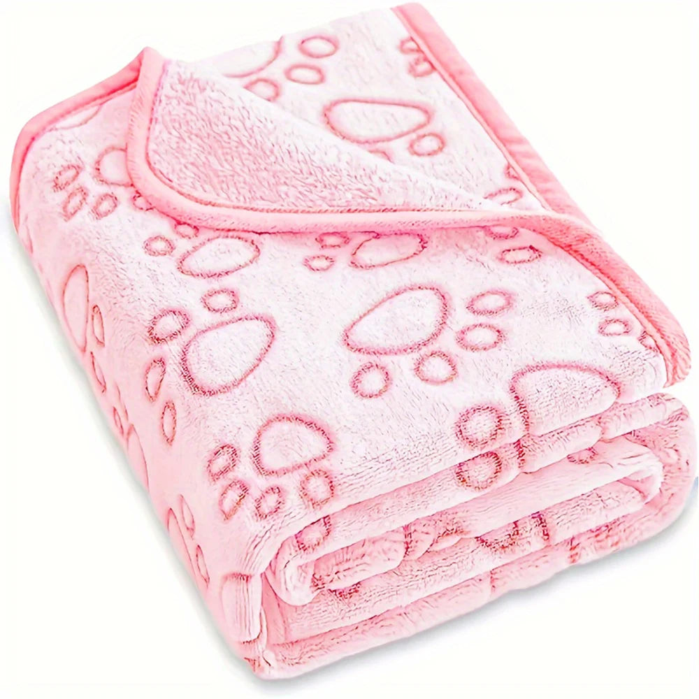 Soft Fluffy Paw Print Pet Blanket for Dogs and Cats