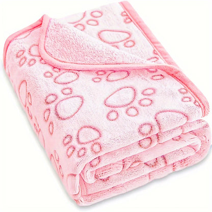 Soft Fluffy Paw Print Pet Blanket for Dogs and Cats