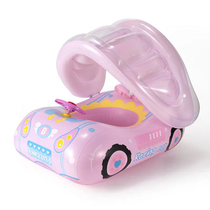 Kids Inflatable Pool Float Car Ride-On with Steering Wheel