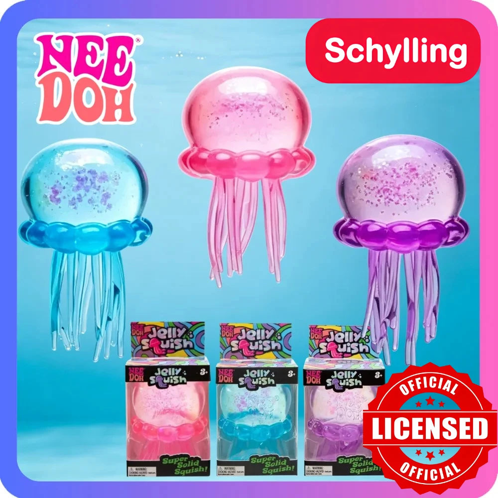 Needoh Jelly Squish Jellyfish Squishy Toy – Glitter Stress Relief Squeeze Ball