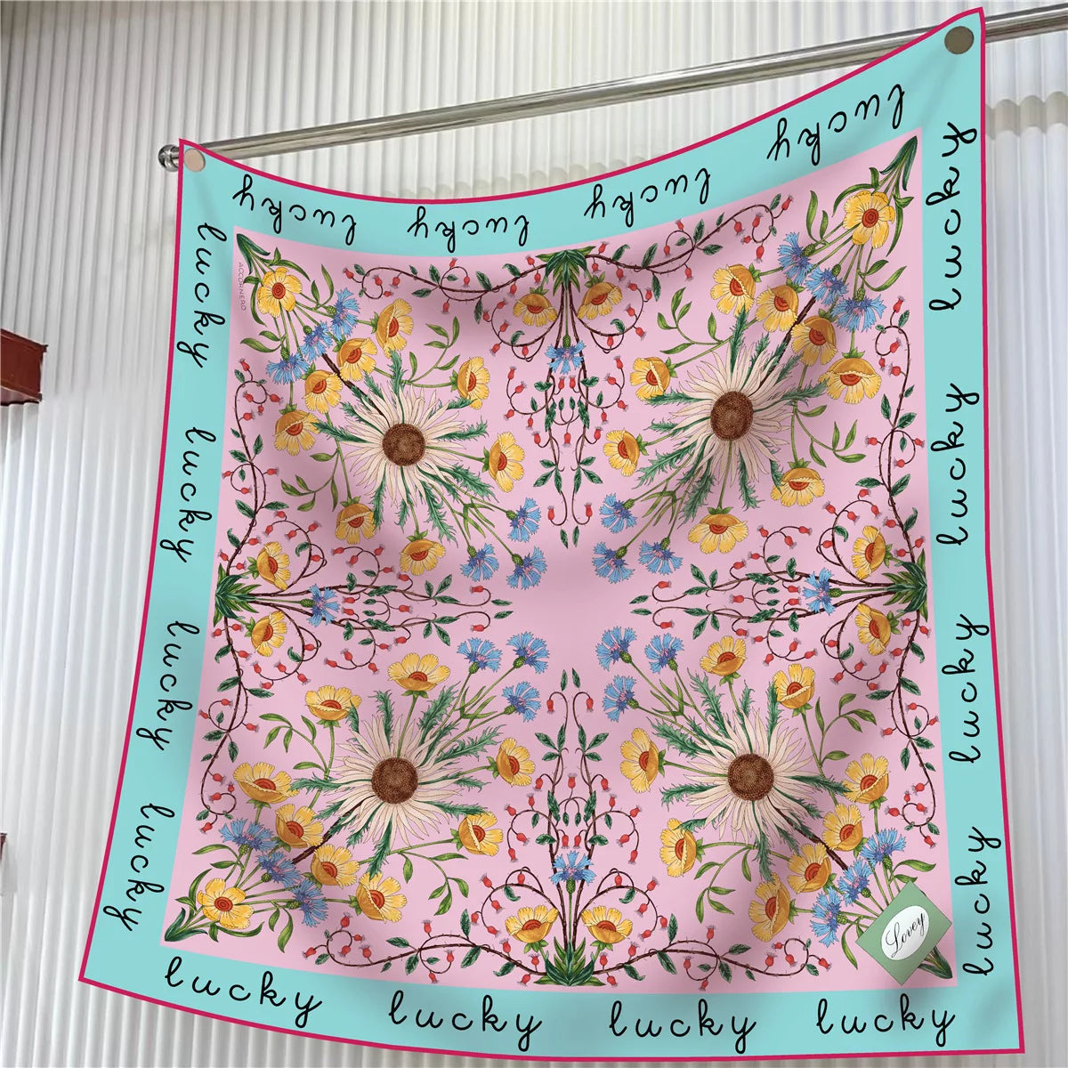 Luxury Silk Square Scarf Women Floral Paisley Print 90cm