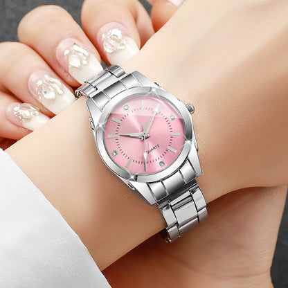 Rhinestone Women's Quartz Watch – Silver Steel Bracelet, No Box