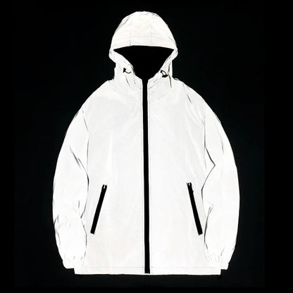 Reflective Hooded Jacket – Unisex Windproof Zip-Up Coat