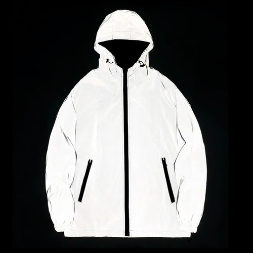Reflective Hooded Jacket – Unisex Windproof Zip-Up Coat