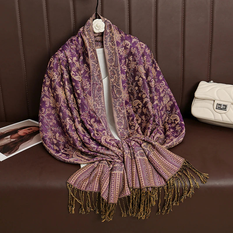 Paisley Print Cashmere Pashmina Shawl for Women – Warm Winter Wrap