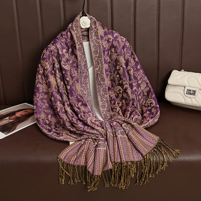 Paisley Print Cashmere Pashmina Shawl for Women – Warm Winter Wrap