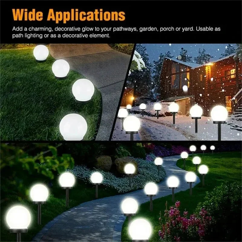 Solar LED Garden Ball Lights – Waterproof Outdoor Lawn Stake Lamps