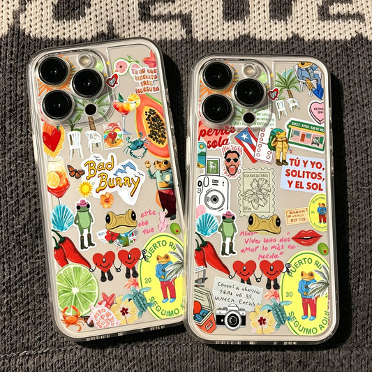 Bad Bunny Art Stickers iPhone Case