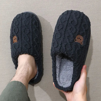 Fluffy Bear Cartoon Winter Slippers – Warm Cozy House Shoes for Women & Men