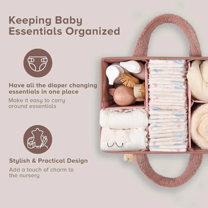 Baby Diaper Caddy Organizer – Plush Teddy Bear Changing Table Caddy