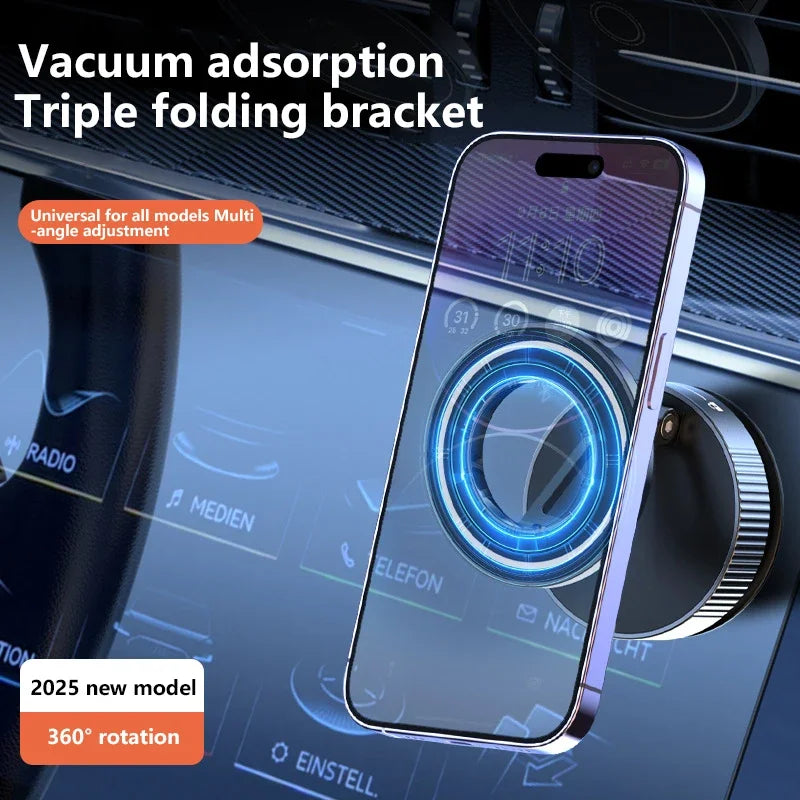Magnetic Car Phone Mount – Foldable 360° Adjustable Vacuum Holder