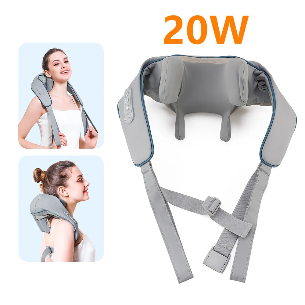Neck & Shoulder Massager Shawl – Wireless Kneading with Heat