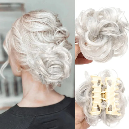 Claw Clip Messy Bun Hair Piece Curly Wavy Synthetic Updo Extension