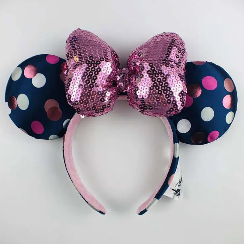 Minnie Mouse Sequin Ears Headband with Bow – Disney Park Style
