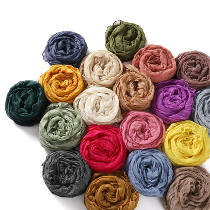 Women's Crinkle Cotton Voile Scarf – Lightweight Solid Color Shawl