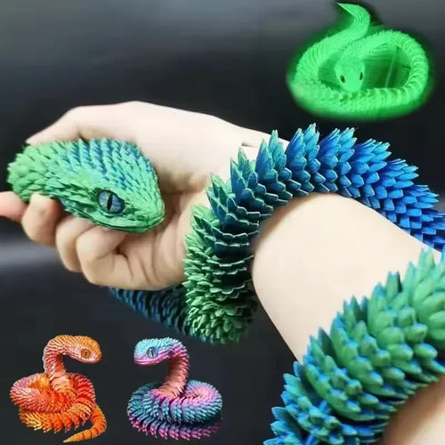3D Printed Snake Fidget Toy – Glow in the Dark, Movable Joints