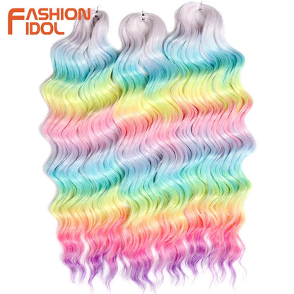 Deep Wave Braiding Hair Extensions 24 Inch – Synthetic Water Wave Crochet Hair