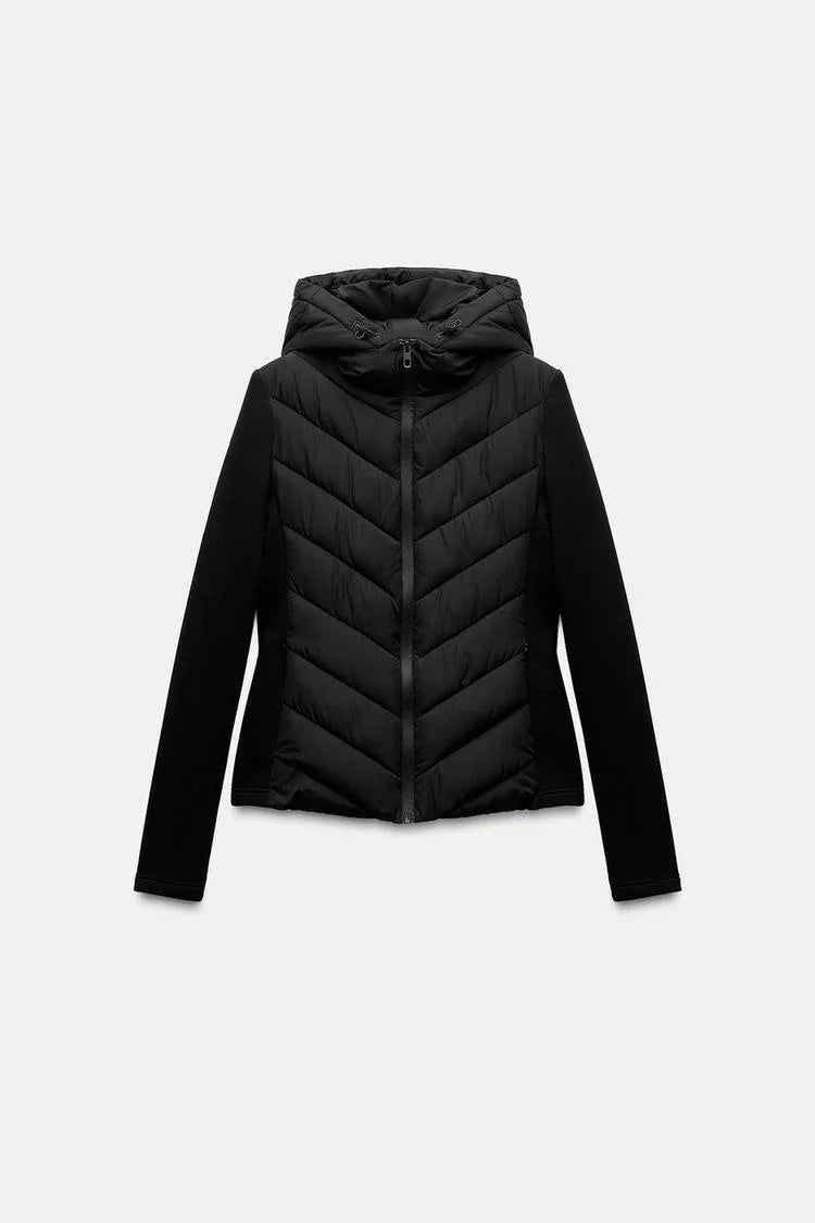 Women's Hooded Patchwork Cotton Jacket – Long Sleeve Sport Coat