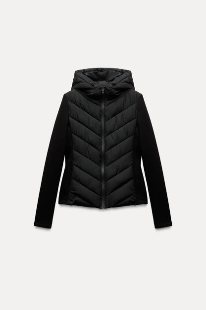 Women's Hooded Patchwork Cotton Jacket – Long Sleeve Sport Coat