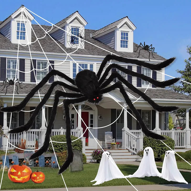 Giant Plush Spider Halloween Decoration – Outdoor Horror Prop 30–200cm