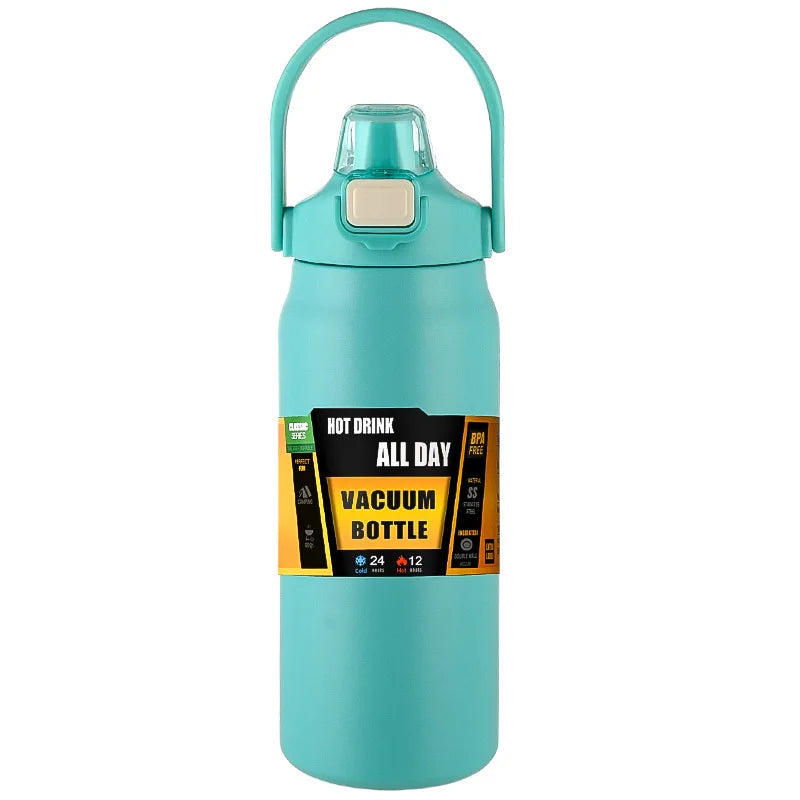 Stainless Steel Vacuum Insulated Water Bottle with Straw & Handle – 27–51oz