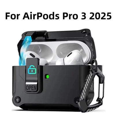 AirPods Pro 3 Case with Security Lock & Carabiner Hook
