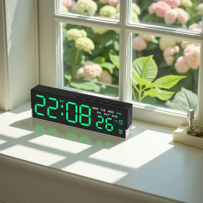 USB Digital Alarm Clock with Mood Light, Temperature & Dual Alarm