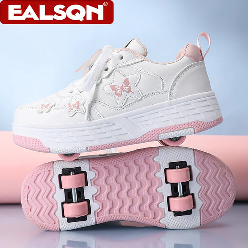 Kids Roller Skate Shoes with Wheels – Butterfly 4-Wheel Sneakers